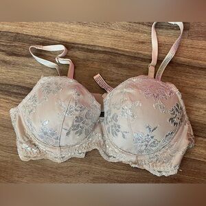 Victoria's Secret Shine Strap and Silver Lace Bra